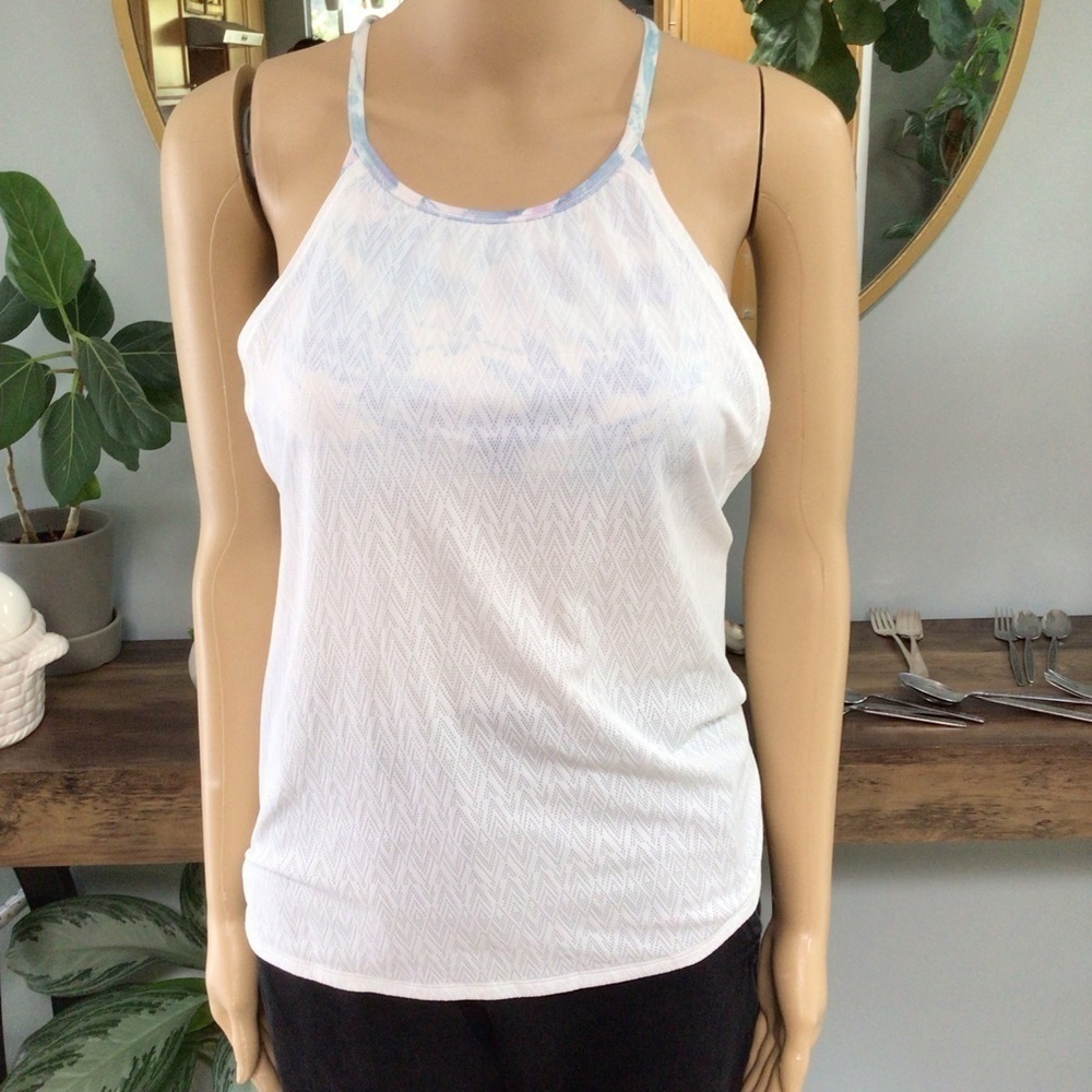 Ivivva by Lululemon Sports Athletic White Tank Top Built In Bra Girls 12